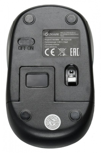Мышь Оклик 665MW черный оптическая (1600dpi) беспроводная USB для ноутбука (3but) фото 4