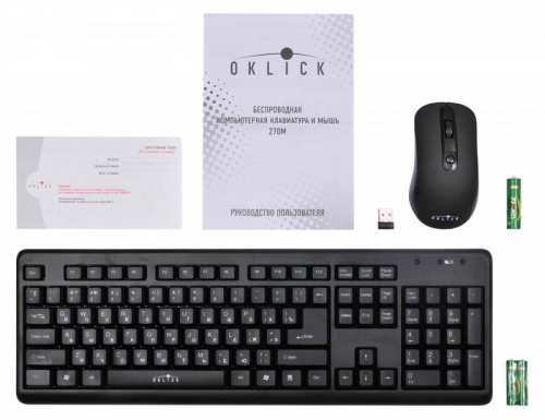 Клавиатура + мышь Оклик 270M клав:черный мышь:черный USB беспроводная (337455) фото 4