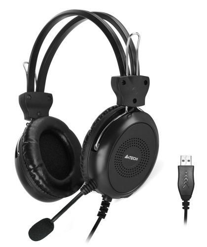 Наушники с микрофоном A4Tech HU-30 черный 2м накладные USB оголовье фото 2