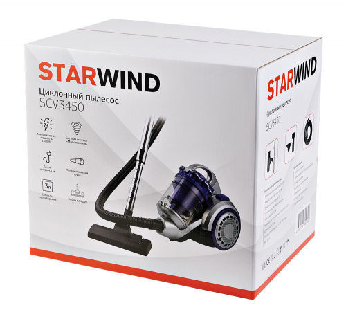Пылесос Starwind SCV3450 2500Вт фиолетовый/серебристый фото 3