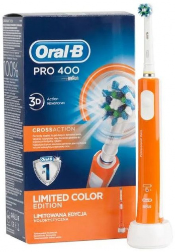 Зубная щетка электрическая Oral-B CrossAction PRO 400 оранжевый/белый фото 3