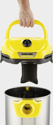 Строительный пылесос Karcher WD 2 Plus S V-15/4/18 1000Вт (уборка: сухая/сбор воды) желтый фото 6
