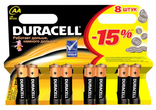 Батарея Duracell Basic LR6-8BL MN1500 AA (8шт) фото 2