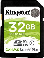 Флеш карта SDHC 32Gb Class10 Kingston SDS2/32GB Canvas Select Plus w/o adapter