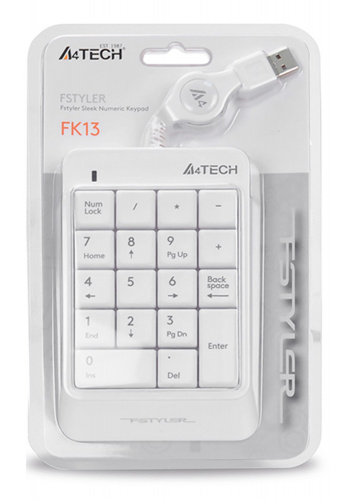 Числовой блок A4Tech Fstyler FK13 белый USB slim для ноутбука фото 2