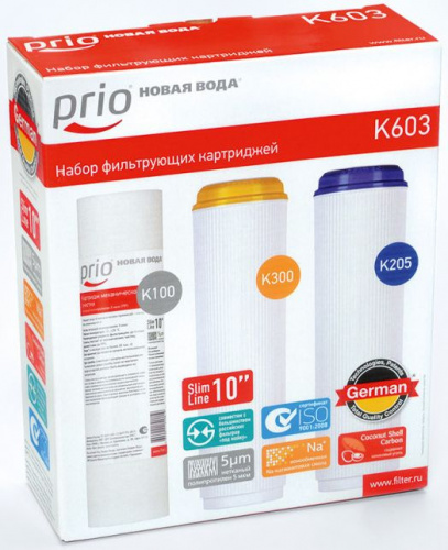 Комплект картриджей Prio Новая Вода K603 для проточных фильтров (упак.:3шт) фото 2