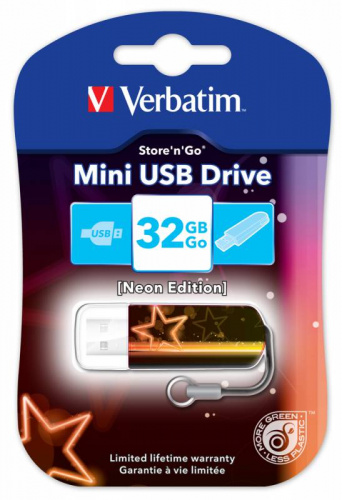 Флеш Диск Verbatim 32Gb Mini Neon Edition 49388 USB2.0 оранжевый/рисунок фото 2