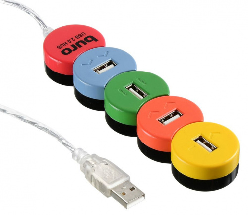 Разветвитель USB 2.0 Buro BU-HUB4-0.5-U2.0-Snake 4порт. разноцветный фото 4