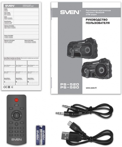 Колонка порт. Sven PS-520 черный 36W 2.0 BT/3.5Jack/USB 4000mAh (SV-019099) фото 2