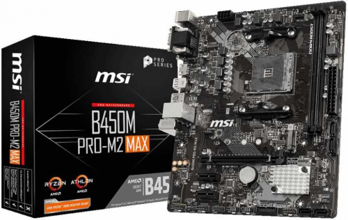 Материнская плата MSI B450M PRO-M2 MAX Soc-AM4 AMD B450 2xDDR4 mATX AC`97 8ch(7.1) GbLAN RAID+VGA+DVI+HDMI фото 2