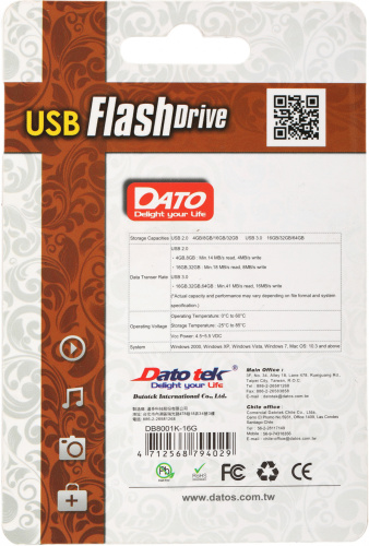 Флеш Диск Dato 16GB DB8001 DB8001K-16G USB2.0 черный фото 2