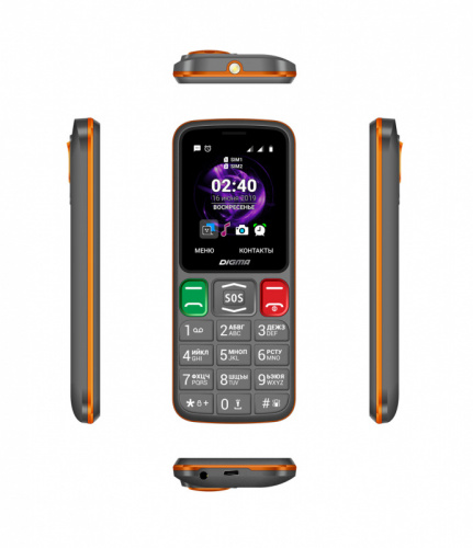 Мобильный телефон Digma S240 Linx 32Mb серый/оранжевый моноблок 2Sim 2.44" 240x320 0.08Mpix GSM900/1800 MP3 FM microSD max16Gb фото 5