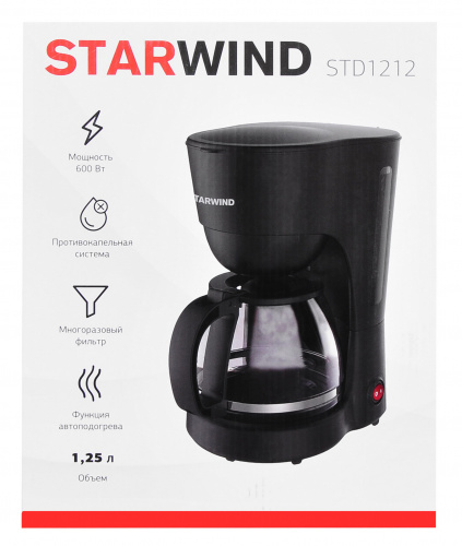 Кофеварка капельная Starwind STD1212 600Вт черный фото 3