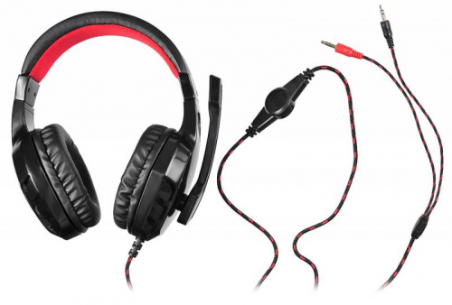 Наушники с микрофоном Оклик HS-L320G Phoenix черный/красный 1.9м мониторные оголовье (359482) фото 11