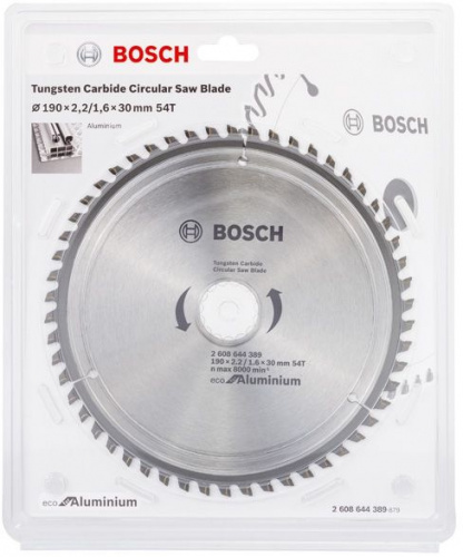 Диск пильный по алюм. Bosch ECO ALU (2608644389) d=190мм d(посад.)=30мм (циркулярные пилы) фото 2
