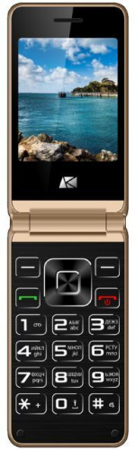 Мобильный телефон ARK V1 золотистый раскладной 2Sim 2.4" 240x320 2Mpix GSM900/1800 MP3 FM microSD max32Gb