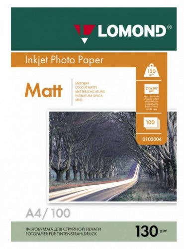 Фотобумага Lomond 0102004 A4/130г/м2/100л./белый матовое/матовое для струйной печати