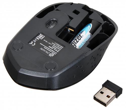 Мышь Оклик 488MW черный оптическая (1600dpi) беспроводная USB для ноутбука (4but) фото 4