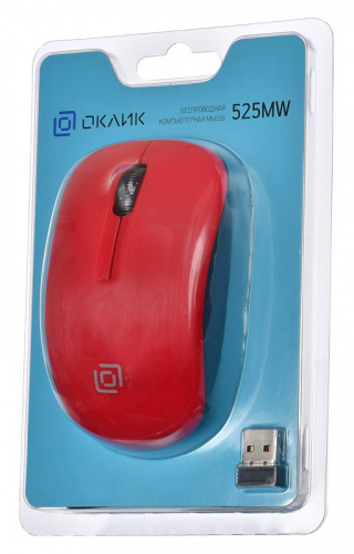Мышь Оклик 525MW черный/красный оптическая (1000dpi) беспроводная USB для ноутбука (3but) фото 3
