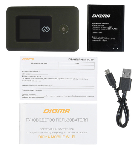 Модем 3G/4G Digma Mobile Wifi DMW1969 USB Wi-Fi Firewall +Router внешний черный фото 2