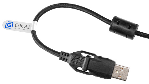 Наушники с микрофоном Оклик HS-L610G SAMURAI черный/красный 2.2м мониторные USB оголовье (1460161) фото 12