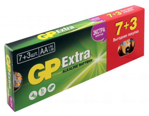 Батарея GP Extra Alkaline 15AX LR6 AA (промо:7+3) (10шт)