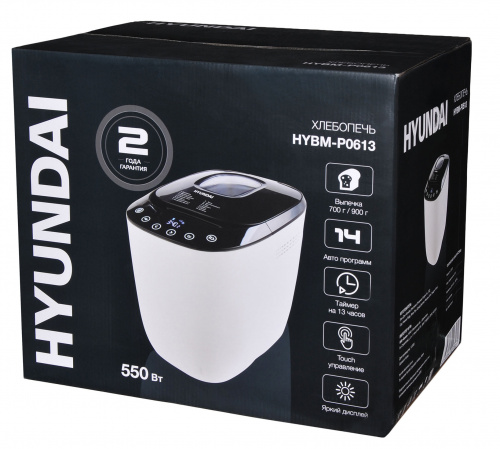 Хлебопечь Hyundai HYBM-P0613 550Вт белый/черный фото 7