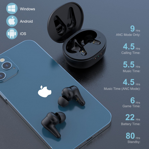 Гарнитура вкладыши HTC E-mo 1 True Wireless Earbuds Plus черный беспроводные bluetooth в ушной раковине фото 6