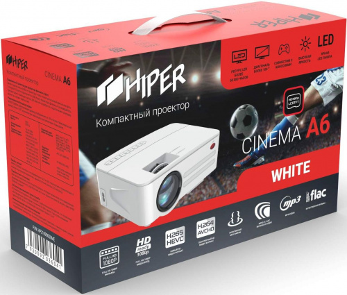 Проектор Hiper Cinema A6 White LCD 2500Lm (800x480) 1800:1 ресурс лампы:50000часов 2xUSB typeA 1xHDMI 1кг фото 6