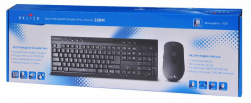 Клавиатура + мышь Оклик 280M клав:черный мышь:черный USB беспроводная Multimedia фото 4
