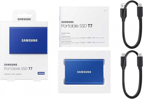 Накопитель SSD Samsung USB-C 500GB MU-PC500H/WW T7 1.8" синий фото 11