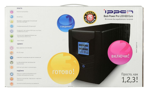 Источник бесперебойного питания Ippon Back Power Pro LCD 600 Euro 360Вт 600ВА черный фото 5
