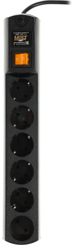 Сетевой фильтр Most HP 2м (6 розеток) черный (коробка) фото 5