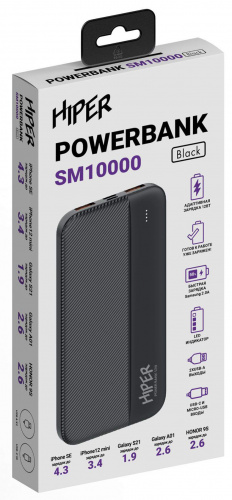 Мобильный аккумулятор Hiper SM10000 10000mAh 2.4A черный (SM10000 BLACK) фото 4