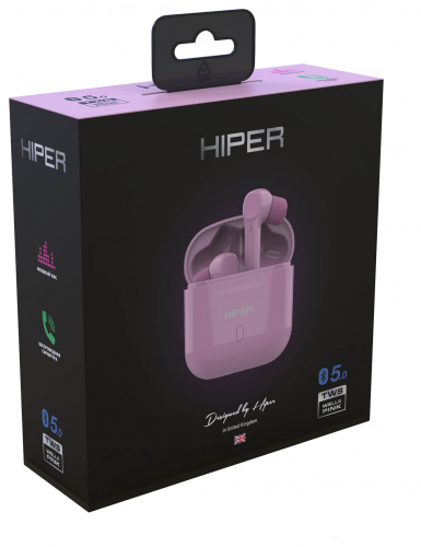 Гарнитура вкладыши Hiper HTW-KTX6 розовый беспроводные bluetooth в ушной раковине (TWS WELLE PINK) фото 4
