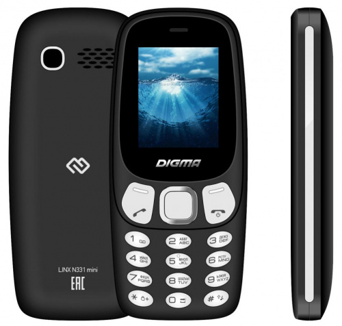 Мобильный телефон Digma N331 mini 2G Linx 32Mb черный моноблок 2Sim 1.77" 128x160 GSM900/1800 FM microSD max16Gb фото 7
