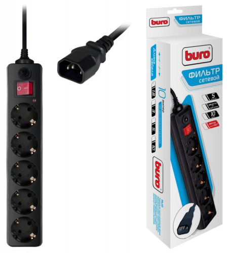 Сетевой фильтр Buro 500SH-1.8-UPS-B 1.8м (5 розеток) черный (коробка) фото 6