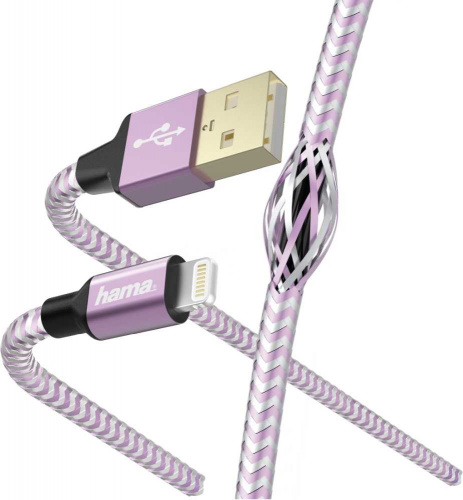 Кабель Hama 00187202 USB (m)-Lightning (m) 1.5м фиолетовый