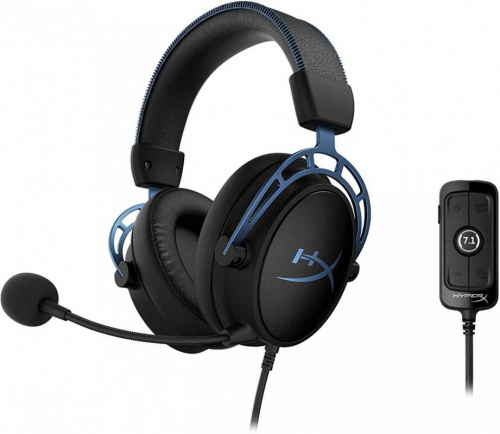 Наушники с микрофоном HyperX Cloud Alpha S черный/голубой 1м мониторы оголовье (HX-HSCAS-BL/WW) фото 2