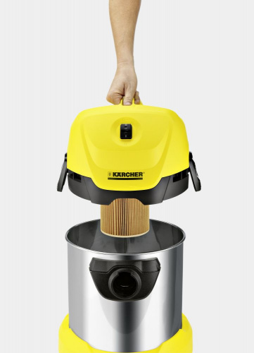 Строительный пылесос Karcher WD 3 Premium 1000Вт (уборка: сухая/сбор воды) желтый фото 6