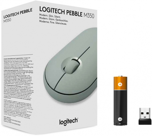 Мышь Logitech Pebble M350 зеленый оптическая (1000dpi) silent беспроводная BT/Radio USB для ноутбука (2but) фото 3