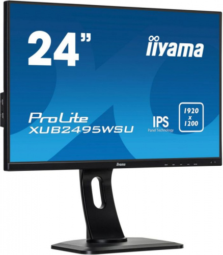 Монитор Iiyama 24.1" ProLite XUB2495WSU-B1 черный IPS LED 5ms 16:10 HDMI M/M матовая HAS Pivot 1000:1 300cd 178гр/178гр 1920x1200 D-Sub DisplayPort FHD USB 6.6кг фото 4
