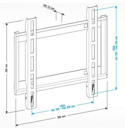 Кронштейн для телевизора Holder LCD-F2608 черный 22"-47" макс.40кг настенный фиксированный фото 2