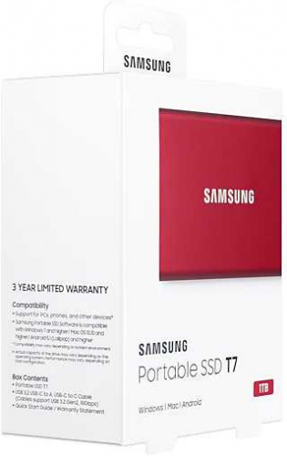 Накопитель SSD Samsung USB-C 1TB MU-PC1T0R/WW T7 1.8" красный фото 9