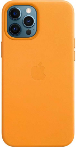 Чехол (клип-кейс) Apple для Apple iPhone 12 Pro Max Leather Case with MagSafe золотой апельсин (MHKH3ZE/A) фото 2