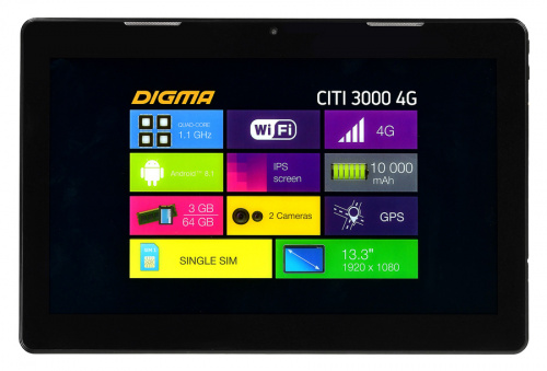Планшет Digma CITI 3000 4G MTK8735 (1.1) 4C/RAM3Gb/ROM64Gb 13.3" IPS 1920x1080/3G/4G/Android 8.1/черный/5Mpix/2Mpix/BT/GPS/WiFi/Touch/microSDXC 64Gb/minUSB/10000mAh фото 13