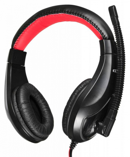 Наушники с микрофоном Оклик HS-L100 черный/красный 2м накладные оголовье (359485) фото 13