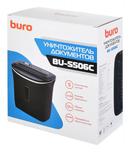 Шредер Buro Home BU-S506C черный (секр.P-4) фрагменты 5лист. 12лтр. пл.карты фото 4