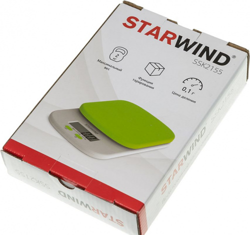 Весы кухонные электронные Starwind SSK2155 макс.вес:2кг зеленый фото 4
