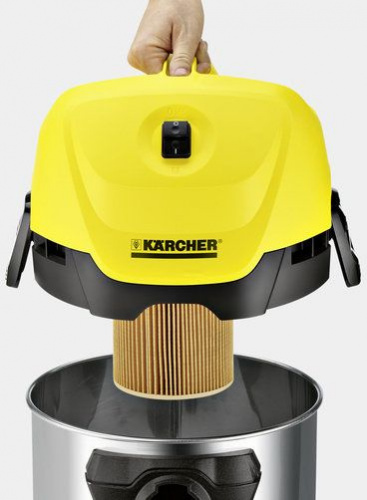 Строительный пылесос Karcher WD 3 Premium 1000Вт (уборка: сухая/сбор воды) желтый фото 4